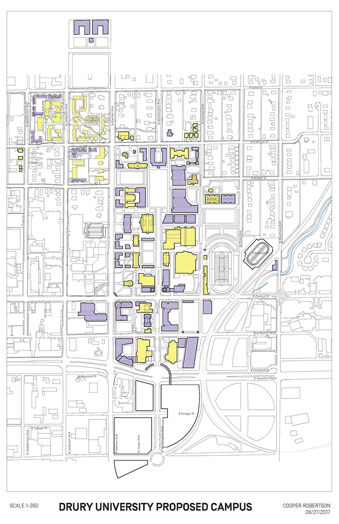 artist drawing of drury university proposed campus map.