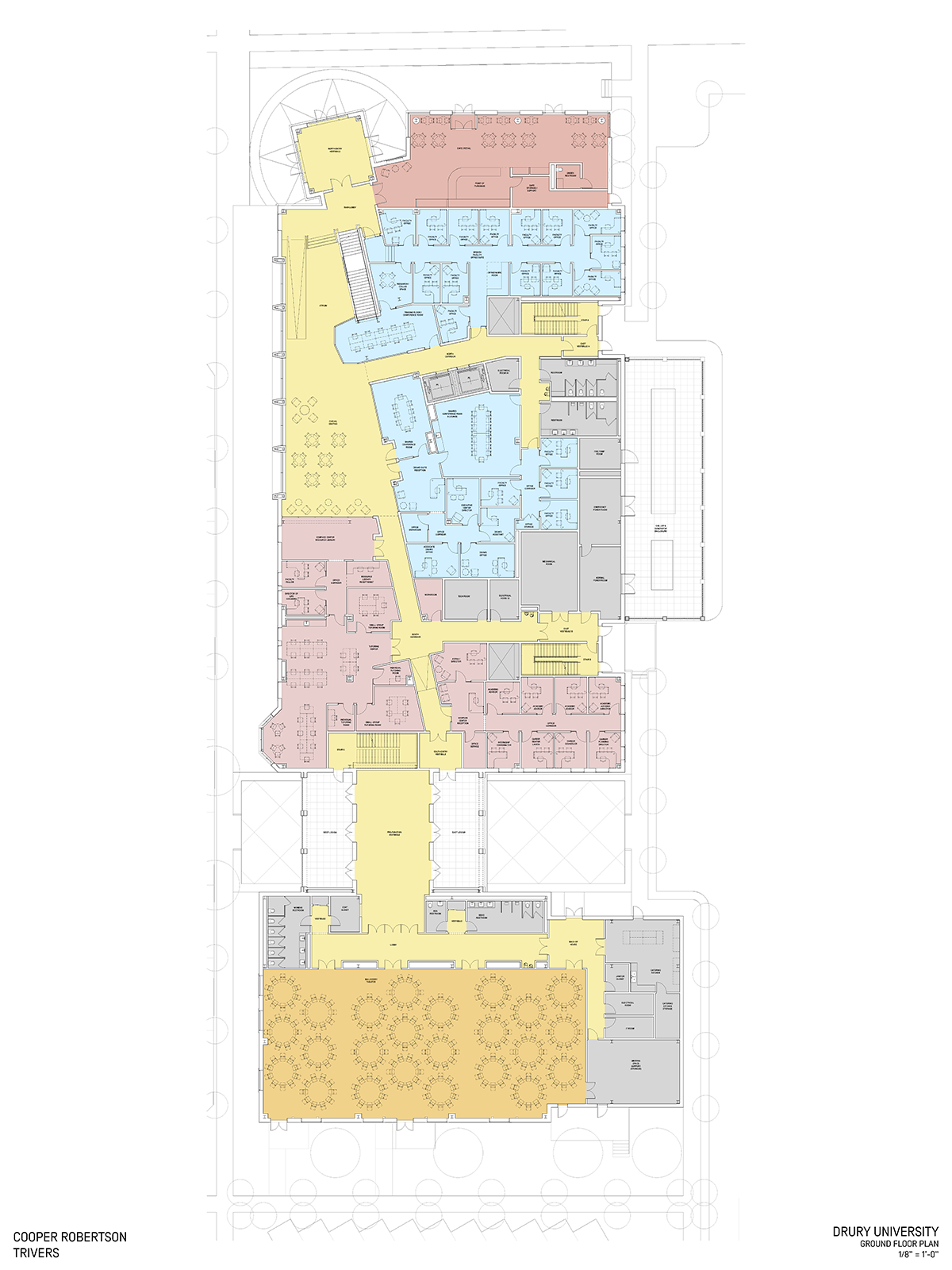 Ground floor plan for the C.H. "Chub" O'Reilly Enterprise Center and Breech School of Business Administration.