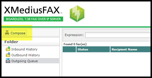Screenshot of the XMediusFAX home page.